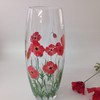 Rossvar Hand Painted Large Barrel Vase Red Poppy Design