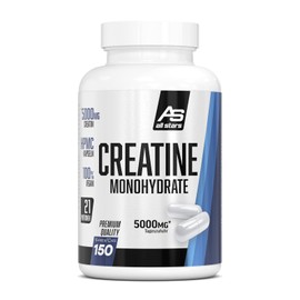 All Stars Creatine Monohydrate Caps, High Purity Creatine Monohydrate, 150 Creatine Capsules Vegan, 714 mg Creatine Monohydrates per Capsule, Supplement without Gelatine, Fat & Low Sugar