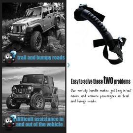 moveland 4 x Grab Handle Compatible with Roll Bar Grab Handles Jeep Wrangler YJ TJ JK JL Sports Sahara Freedom Rubicon X & Unlimited 1987-2023 (Black)