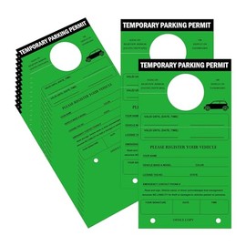 100 Pack Temporary Parking Permit Hang tag Parking Permit Tag Parking Pass Tags - 7.75 x 4.25 Inches Temporary Car Hang tag for Car Mirrors Parking Lot (Green)