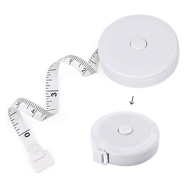 Measuring Tape Measure 6.6 ft (2 m) Sewing Dressing Ruler Tape Measure 200cm 79inch Bust Waist Measurement Inch Centimeter Clothing Tape Measure Double-Sided Scale Long Measure Auto Measure Mesanda with Winding Button Measure Handicraft Lightweight Chest