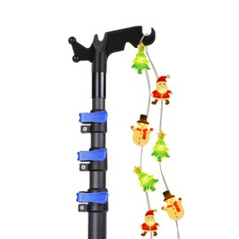 DOBEN Carbon Fiber Extension Pole with Utility Hook for Christmas Light Hanger Tool, 3.5 to 12FT Lightweight Telescopic Pole for Holiday Light Hanging Decor with Universal Thread for Home Birdfeeders