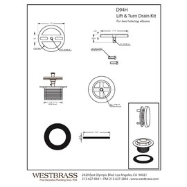 Westbrass Twist & Close Tub Trim Set with Floating Overflow Faceplate, Matte Black, D94H-62