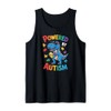 Powered by Autism Dinosaur Puzzle Heart Colorful Design Tees Tank