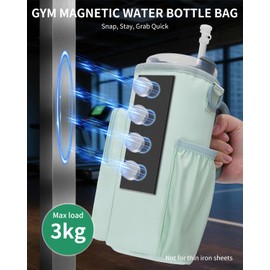 sportsnew Magnetic Gym Bag for Women Men, Water Bottle Carrier Holder with Strap & Phone Pockets for 40oz Tumbler with Handle, 4 Built-in Magnets Small Gym Bag for Sports, Workout, Fitness, Walking