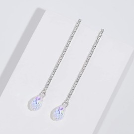 Meissa Teardrop Prom Jewellery Dangle Earrings for Women Statement Earrings Prom Earrings Colorful Wedding Earrings for Brides, Silver