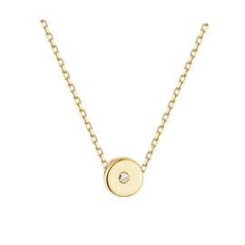 S.Leaf Sterling Silver Tiny Dot Necklace Round Circle Necklaces for Women Dainty Necklaces for Women Simple Necklaces for Women (17_dot_cz_gold)