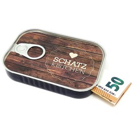 Scherzboutique Sardine Tin for Cash Gifts | Includes Sticker for Individual Message | Ideal for Weddings, Confirmation, Youth Confirmation, Moving or as Money Voucher | Made by Scherzboutique
