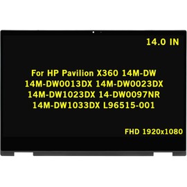 GBOLE 14" Replacement for HP Pavilion X360 14M-DW 14M-DW0013DX 14M-DW0023DX 14M-DW1023DX 14-DW0097NR 14M-DW1033DX L96515-001 FHD LCD Display Touch Screen Assembly Digitizer Board with Bezel