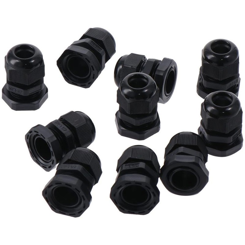 Fudeshe Conduit Fittings,Strain Relief Cord Connector 10 Pcs Plastic Black