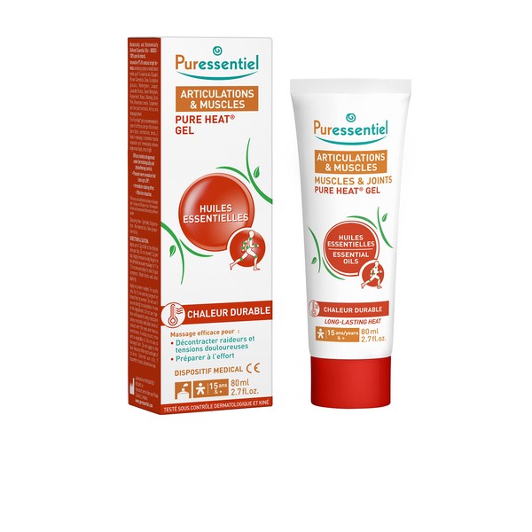Puressentiel - Pure Heat - Joint and Muscle Gel with 14 Essential Oils Medical Device - Natural Heating Effect - Helps to Relax Stiffness and Painful Tension - 80ml
