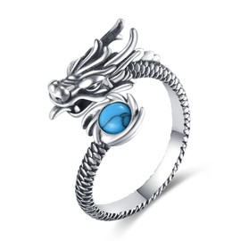 VENACOLY Dragon Ring for Women Men 925 Sterling Sliver Turquoise Dragon Rings Chines Dragon Ring Dragon Jewellery for Men Women