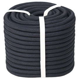CRAYZA Double Braided Polyester Rope (1/2 in x 50 ft) Strong Arborist Rigging Rope 48 Strands for Tree Work Climbing Camping Sailing, Black