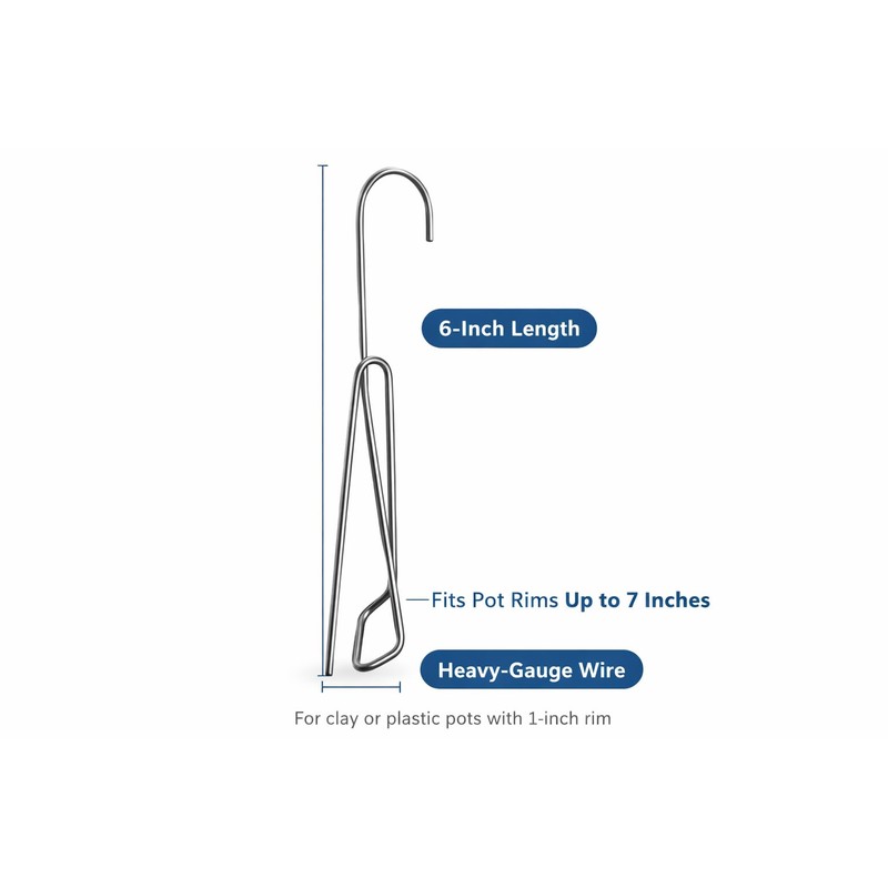 Orchid Nerd 6-Inch Clip-On Pot Hanger, Galvanized Steel, Fits Clay