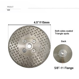 SHDIATOOL Diamond Grinding Disc for Granite Marble Diamond Cutting Wheel Saw Blade with 5/8-Inch-11 Arbor 4.5 Inch (2-Pack)