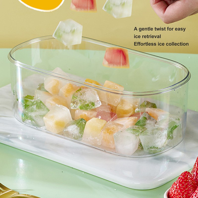 Ice Cube Tray with Lid Bin 2 Layer Ice Trays