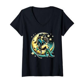 Womens Space Cowgirl Outfit Cosmic Costume Galactic Western V-Neck T-Shirt