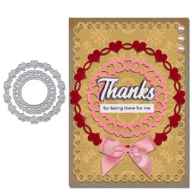 Heart Wreath Metal Cutting Dies for Card Making, Wreath Background Die Cuts Carbon Steel Embossing Stencil Template Cutting Tools for DIY Scrapbooking Paper Card Photo Album Craft Supplies