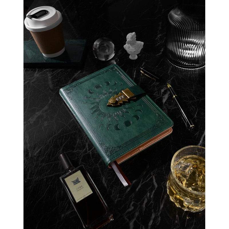 Lock Diary with Pen, A5 Ruled 240 Pages PU Leather