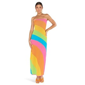 Show Me Your Mumu Women's Island Nights Tube Dress, Salty Rainbow Stripe