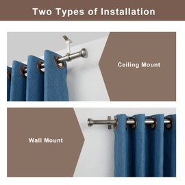 Heavy Curtain Rod,Adjustable Curtain Rod 1 inch Long Curtain Rods for Windows 144 to 164 inch,Ceiling Mount Drapery Rods with Premium Aluminum Brackets,Outdoor Curtain Rod for Patio,Satin Nickel