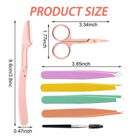 MUNSKT Eyebrow Tweezers Set, 7PCS Stainless Steel Tweezers for Ingrown Hair Removal and Eyebrows Plucking, Precision Facial Cleaning Tools for Women Men