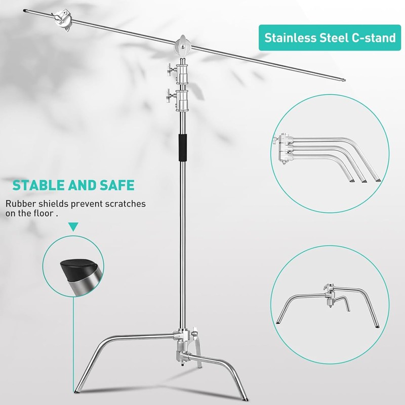 Lapgood Stainless Steel Heavy Duty C-Stand with Boom Arm,10.8ft/330cm Adjustable