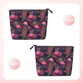 MINIOZE Tropical Pink Flamingo And Palm Leaves Makeup Bag Travel Cosmetic Bag Organizer Toiletry Bag Make Up Bags For Women Girls Large Light