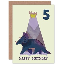 Wee Blue Coo Dinosaur Boys 5th Birthday Card Triceratops