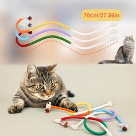 NQEUEPN 3pcs Cat Rope Chew Toys, 27.56x0.39in Cotton Rope Kitten Toys Interactive Cat String Toy Used for Dental Care Relaxing Teeth Cleaning for Indoors Cat Pets Supplies(Blue, Red, Orange)