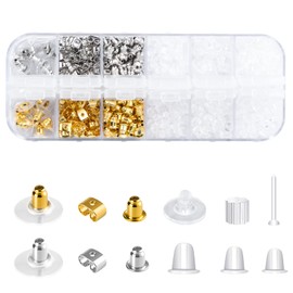 12 Styles Silicone Earring Backs for Studs/Droopy Ears/Heavy Earring, Clear Plastic Earrings 600Pcs Clear Soft Hypoallergenic Plastic Rubber Metal Backs Replacements Backings Clutch Stoppers