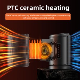 QQT 1500W Ceramic Space Heater with Thermostat, Remote Control,12H Timer,70° Oscillation - Portable Desktop Electric Heater with High-Res Touchscreen,Child Lock for Bedroom,Office, Indoor Use,Black