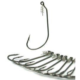 Blue Ocean Offset Hooks Easy with Worm Keeper, 1/0, 2/0, 3/0, 4/0, 5/0 (Set of 20) Bass Worm Lure Set (4/0)