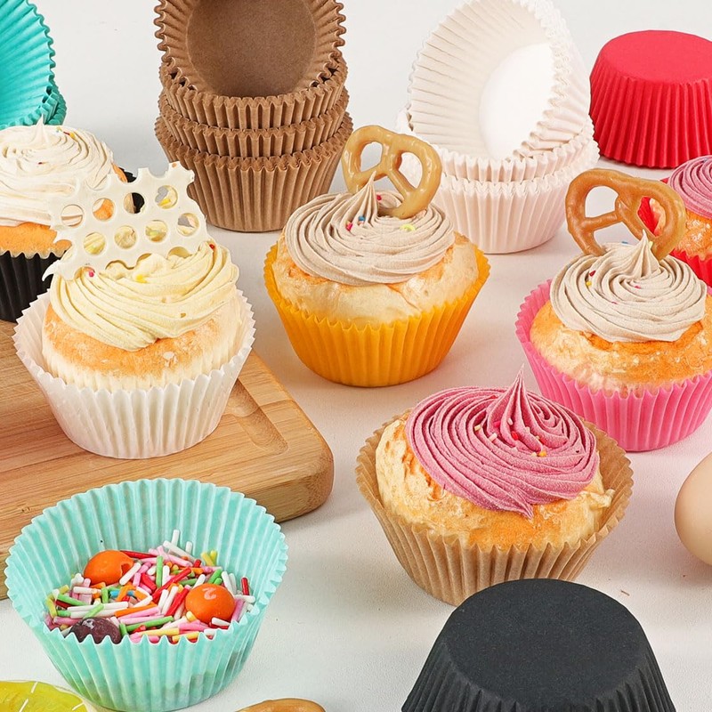 Standard Natural Cupcake Liners for Baking 200 Counts - Caperci