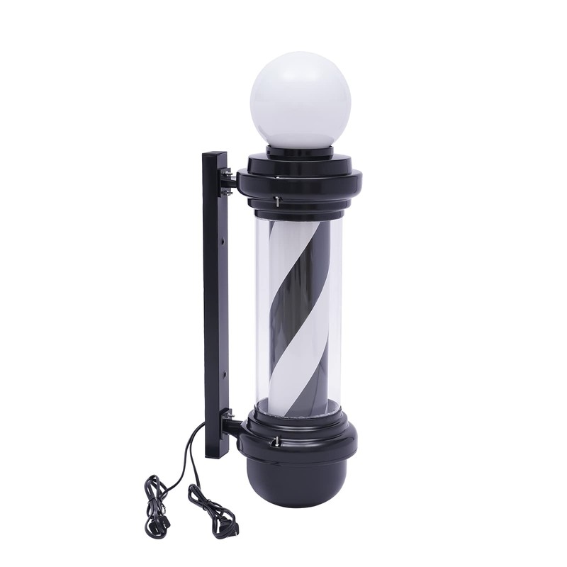 AngelcityCC 26.8 in Wall-Mounted Barber Pole Led Light, Black and