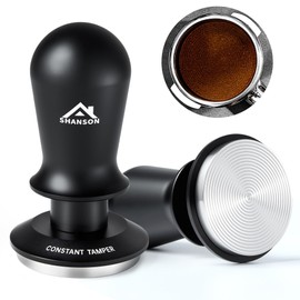 ShanSon 53mm Espresso Tamper,Coffee Accessories,Triple Spring 25lb Constant Pressure, Audible Click Sound Feedback, Stainless Steel Ripple Base,Anodized Aluminum Handle,Tamper Tool Espresso