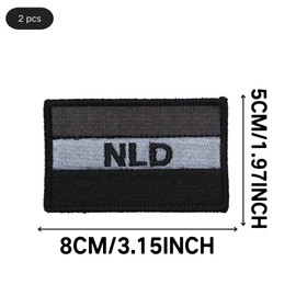 2 Pcs NLD vintage flag Embroidered Appliques Patch with Hook and Loop Fastener Backing- Punk Style Tactical Crochet Badge suitable for Vests,Jackets, Backpacks,and Clothing