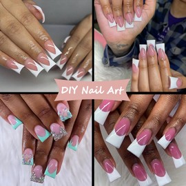 ASONRL 500Pcs Natural Duck Nail Tips, 10 Sizes Pre Shaped Professional Duck Nail Tips Press Ons Half Cover Acrylic Soft Gel Nail Tips for Nail Extension Home DIY Nail Salon with Box