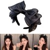 Guojiang Retro-Fashion Black-Bow Headband HairBands Elegant Mesh HairBand Black Hair