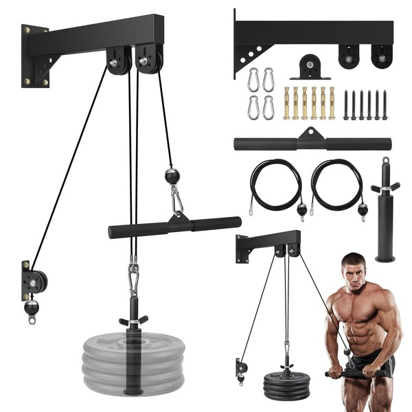 FVNBXG Wall Mounted Cable Pulley System, LAT Pulldown Machine with