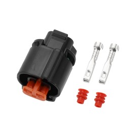 Partuto 2 Pin Front Indicator Lights Connector Plug Car Female Wire Terminal Connector for Kawasaki Plastic Tin Coated Copper Black - 1 Set