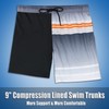 QRANSS Mens Swim Shorts with Compression Lined 9'' Striped Quick