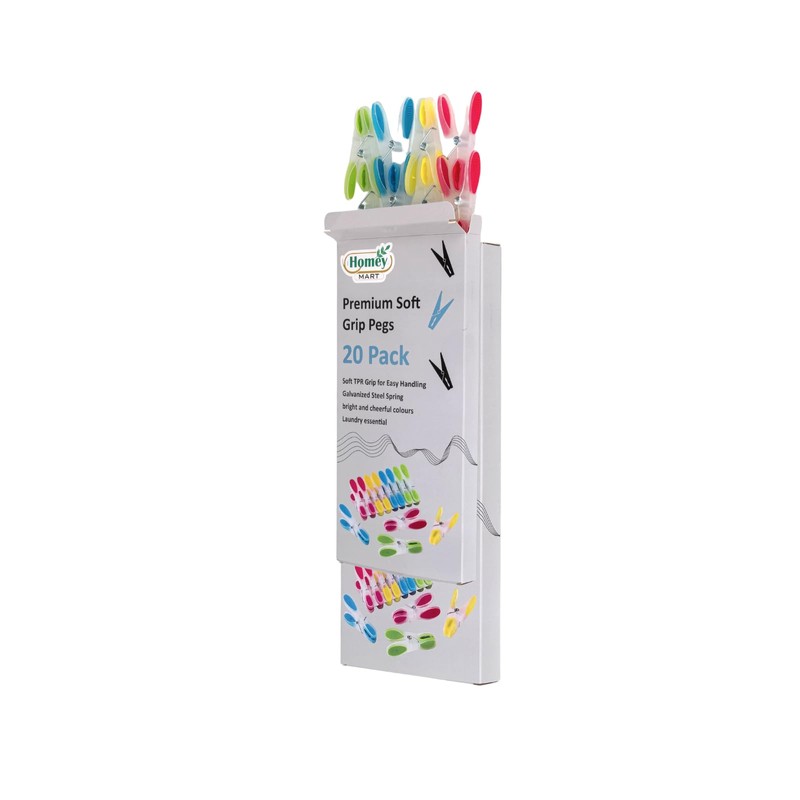 20 x Premium Soft Grip Clothes Pegs Plastic Strong Laundry