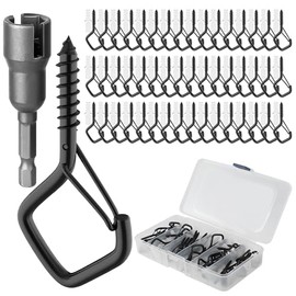 KINGHON Screw Hooks, 50 Pieces Stainless Steel Hook Screws with Lock, Hooks for Screws, Wall Hooks Ceiling Hooks for Hanging Plants, Lights (50)