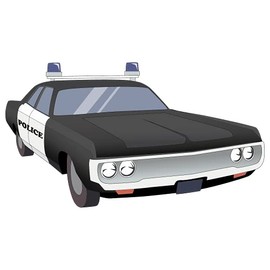 Police Car Artwork Design for Kid's Room Vinyl Wall Decal - Emergency 911 Vehicle Art Wall Decoration - 20" x 12"