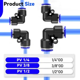 EterMutable 30-PACK 3/8" Tube OD 90 Degree Elbow Push to Connect Fittings,PV-3/8 Union Pneumatic Quick Connect Air Line Push Lock Hose Fittings