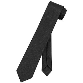 Vesuvio Napoli Narrow Necktie Metallic BLACK 2.5" Skinny Thin Men's Neck Tie