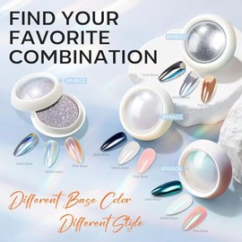Polvo De Uñas Cromado, Polvo De Cromo Holográfico Con Espejo Metálico Perla Blanca Para Uñas, Kit De Pigmento Con Brillo De Perlas, Juegos De Decoraci