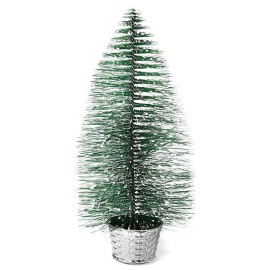 Unbranded 6 Frosted Green Miniature 12" Bottle Brush Trees with Wicker-Look Base