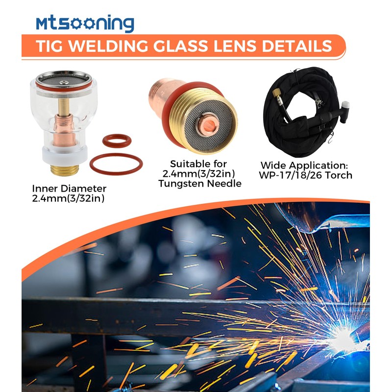 TIG Torch Glass Cup,2.4mm High Heat Welding Torch Glass Cup